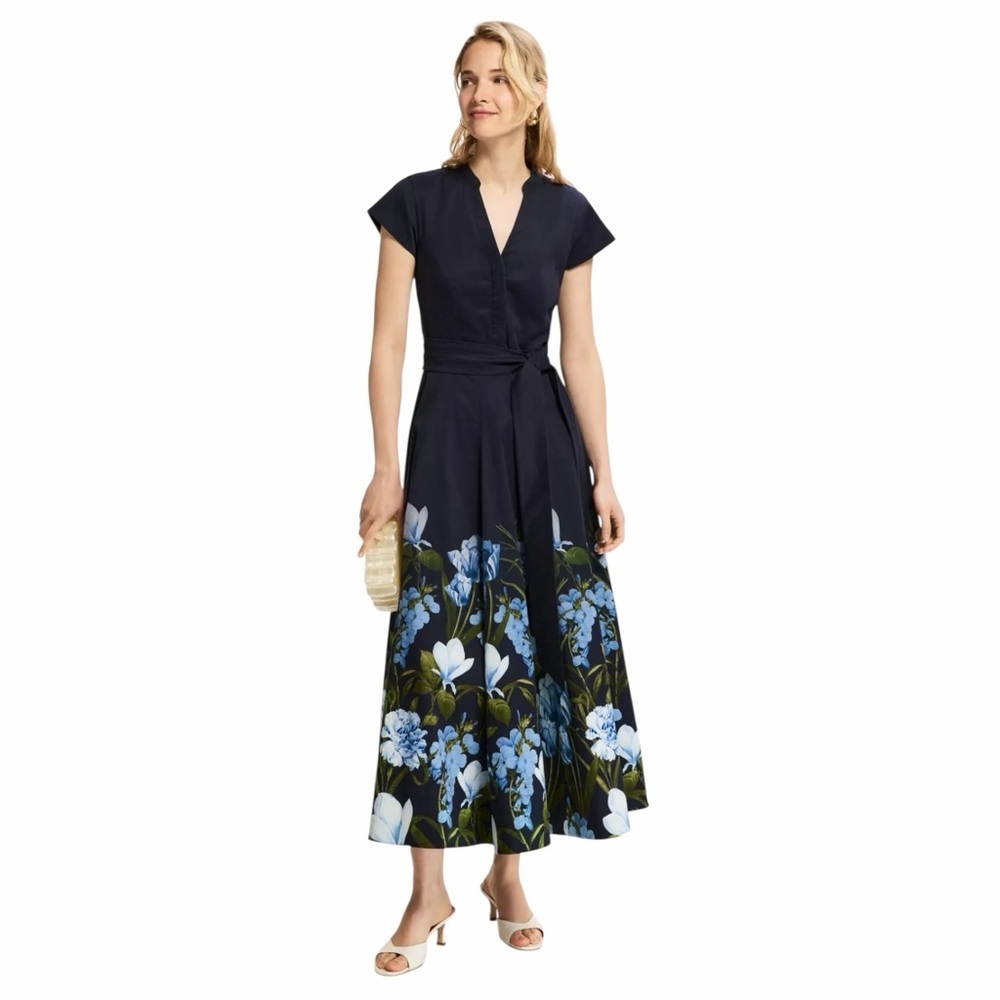Sachin & Babi Black Gannika Blue Floral Midi Dress Womans 4